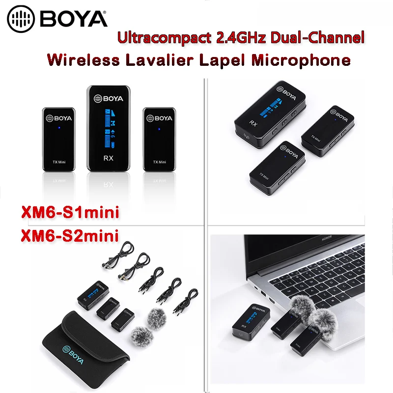 

BOYA XM6 Mini Professional Wireless Lavalier Lapel Microphone System for iPhone iPad Smartphone Live Streaming Recording