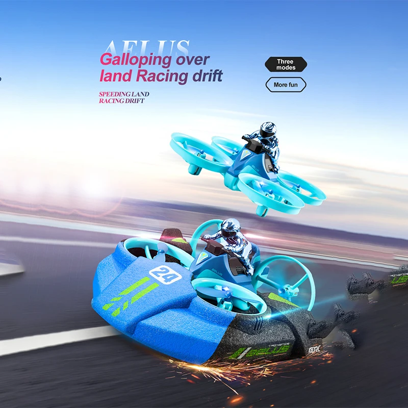 Remote control ship, CR car, CR aircraft, three in one deformable drone, hovercraft aircraft, stunt flying car, boy's four axis 3