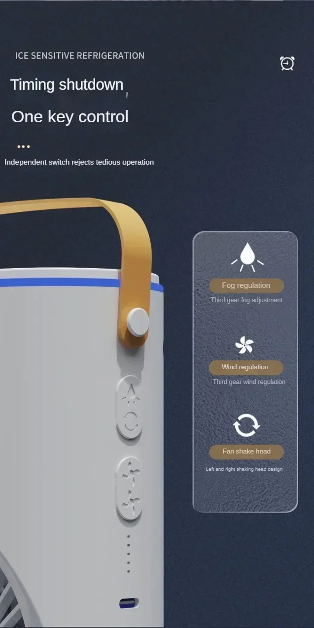 Mini Electric Fan with Spray Cooling Function Portable Air Conditioning Fan with LED Light