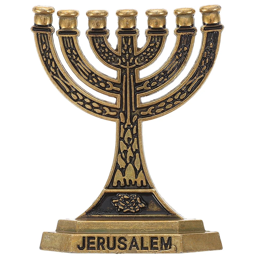 Hanukkah Traditional Chanukah Menorah 7 Branch Jerusalem Temple Holder Jewish Israel Candlestick Taper Holder candle holders