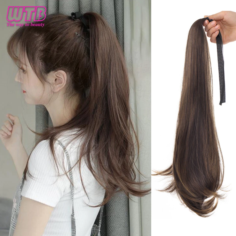 WTB Synthetic Wig Ponytail Female Long Curl Bandage Slightly Curly Ponytail Braid Fashion Natural Wig For Women