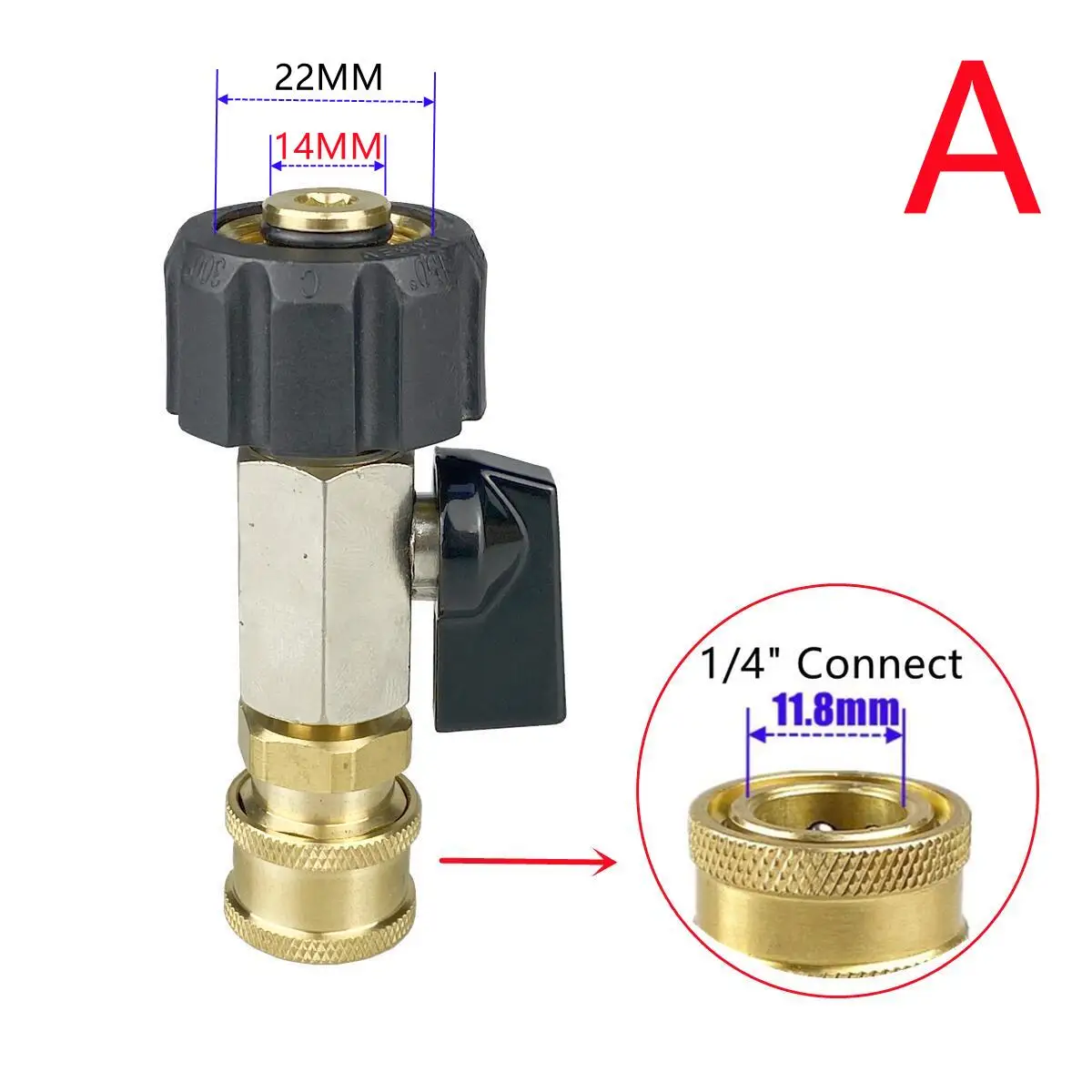 M22 14mm Swivel Connector With Ball Valve To 1/4" Quick Plug Connector On/Off Switch For High Pressure Wash Machine 2