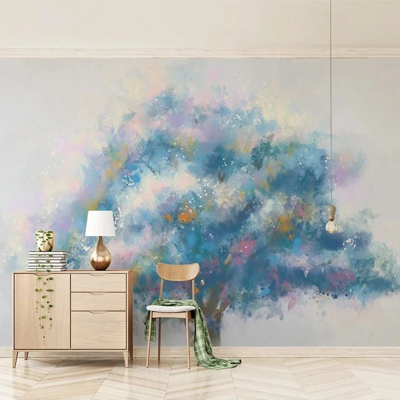 Custom Mural Wallpaper 3D Tree Color Artistic Conception Simple Nordic TV Background Wall Painting Papel De Parede Tapety Fresco artistic hand drawn oil painting illustration hand ledger multifunctional color page pu magnetic buckle book student stationery