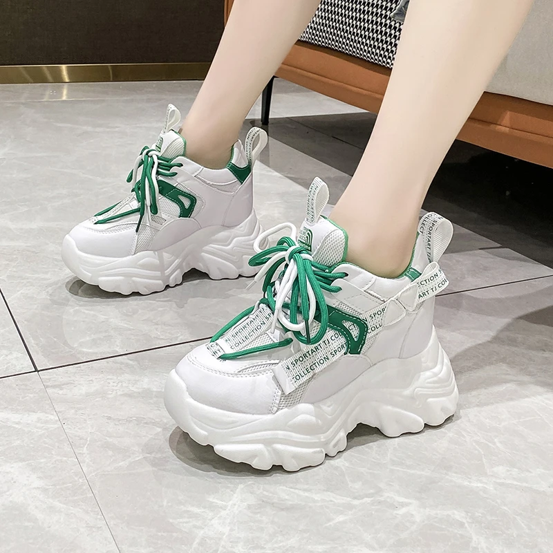 New White Dad Chunky Sneakers Casual Sports Shoes Woman High