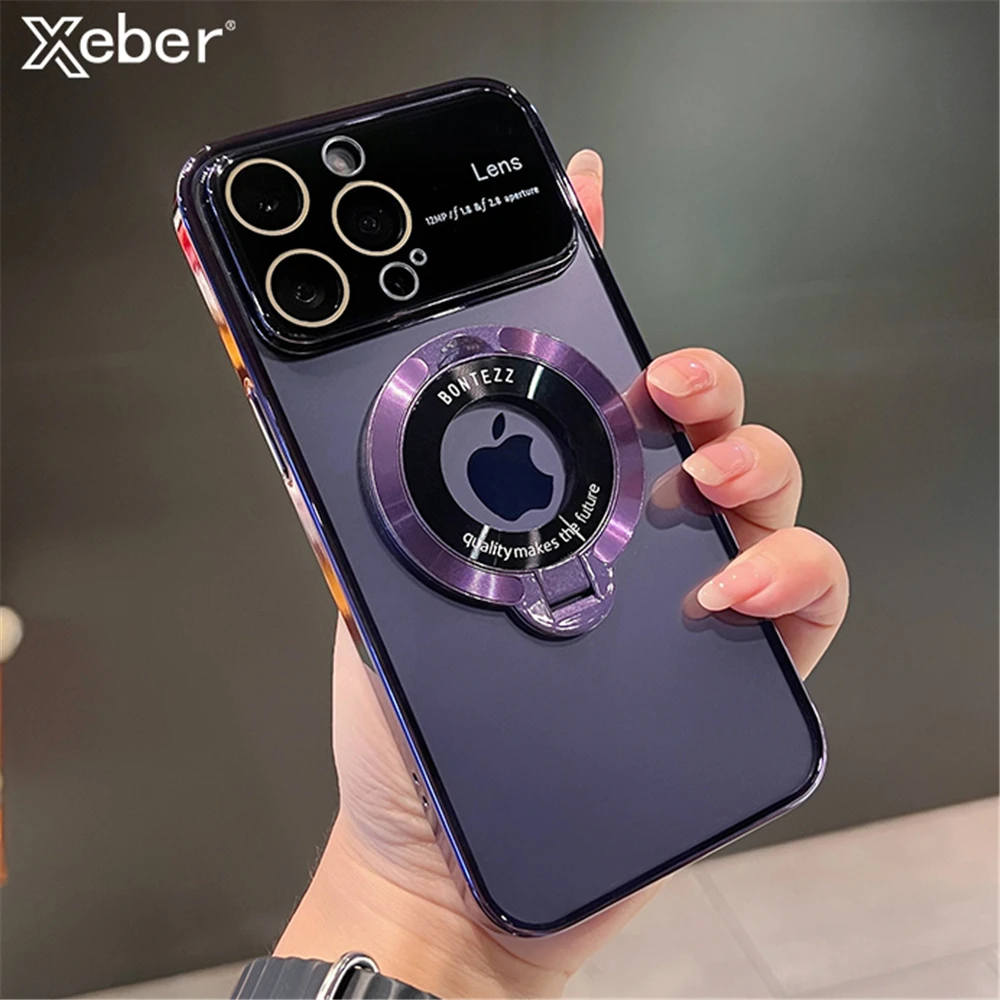 Große Fenster beschichtung klare magnetische Klapp halterung für Magsafe  Fall für iPhone 14 Pro Max 13 12 11 plus Stand halter Hardcover - AliExpress