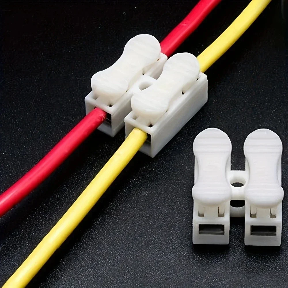 Wire connectors 20pcs Nenhuma solda solda r&aacute;pida 2P cabo fio conector nenhum parafuso bloco terminal bra&ccedil;adeira de mola