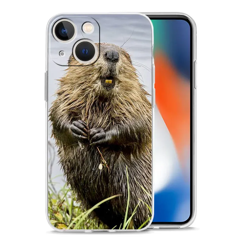 Clear Soft Cover with Funny Beaver Design - Protective Phone Case