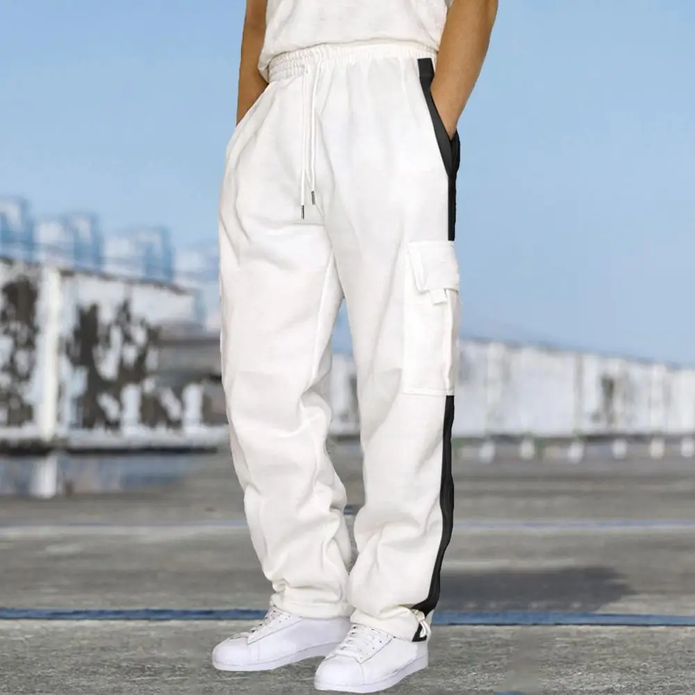 

Drawstring Pants Men 2023 Men Casual Trousers Spring Summer Solid Color Men Jogging Pants Loose Straight Wide Leg Pockets Pants