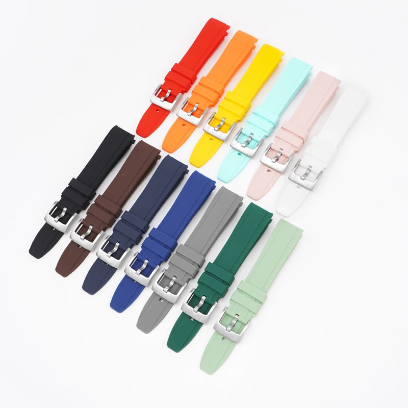 Universal Curved-End Silicone Sport Watch Band - Waterproof Rubber Bracelet