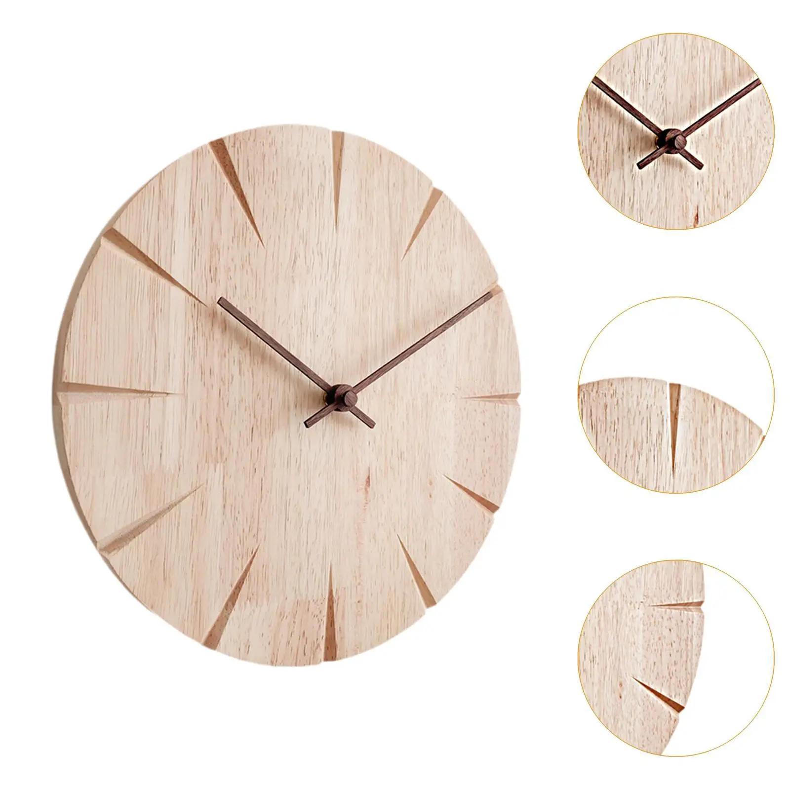 Silent wooden wall clock details