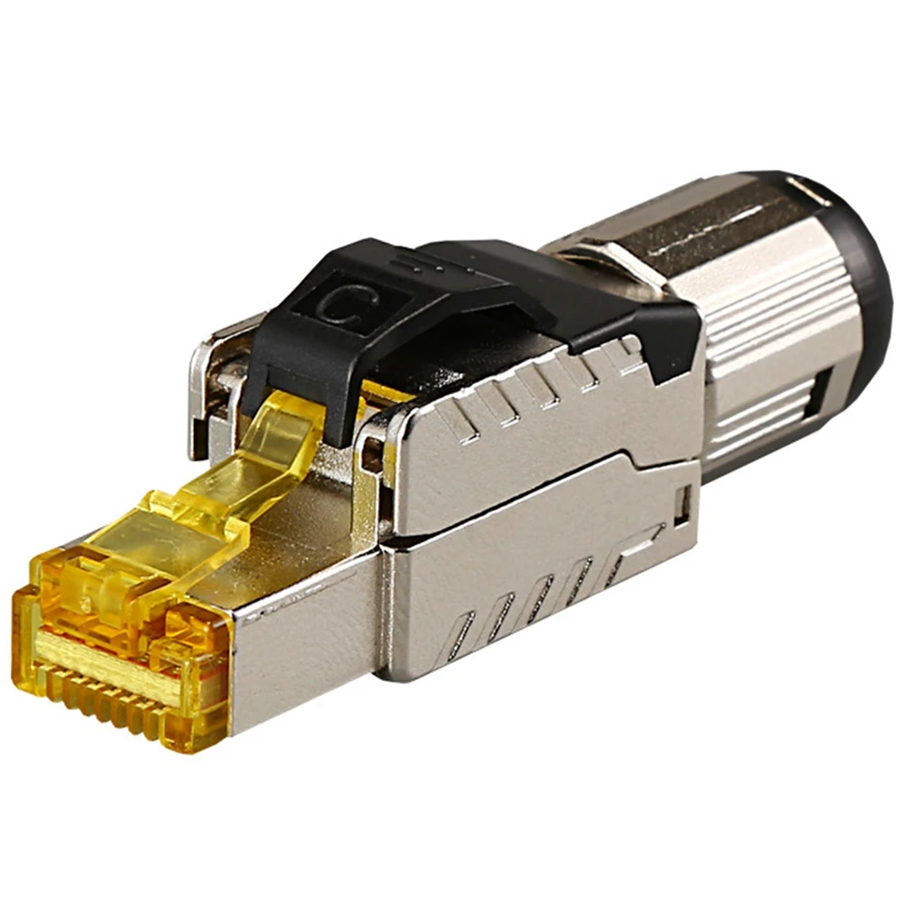 

Разъем CAT8 RJ45 без обжимного инструмента, разъем CAT8 40 Гбит/с из цинкового сплава, экранированный сетевой кабель, разъем RJ45