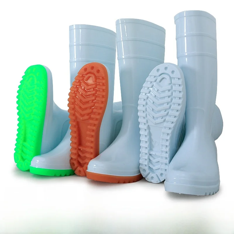 Bottes pluie hautes blanches homme PVC alimentaire anti-dérapantes pour pêche cuisine