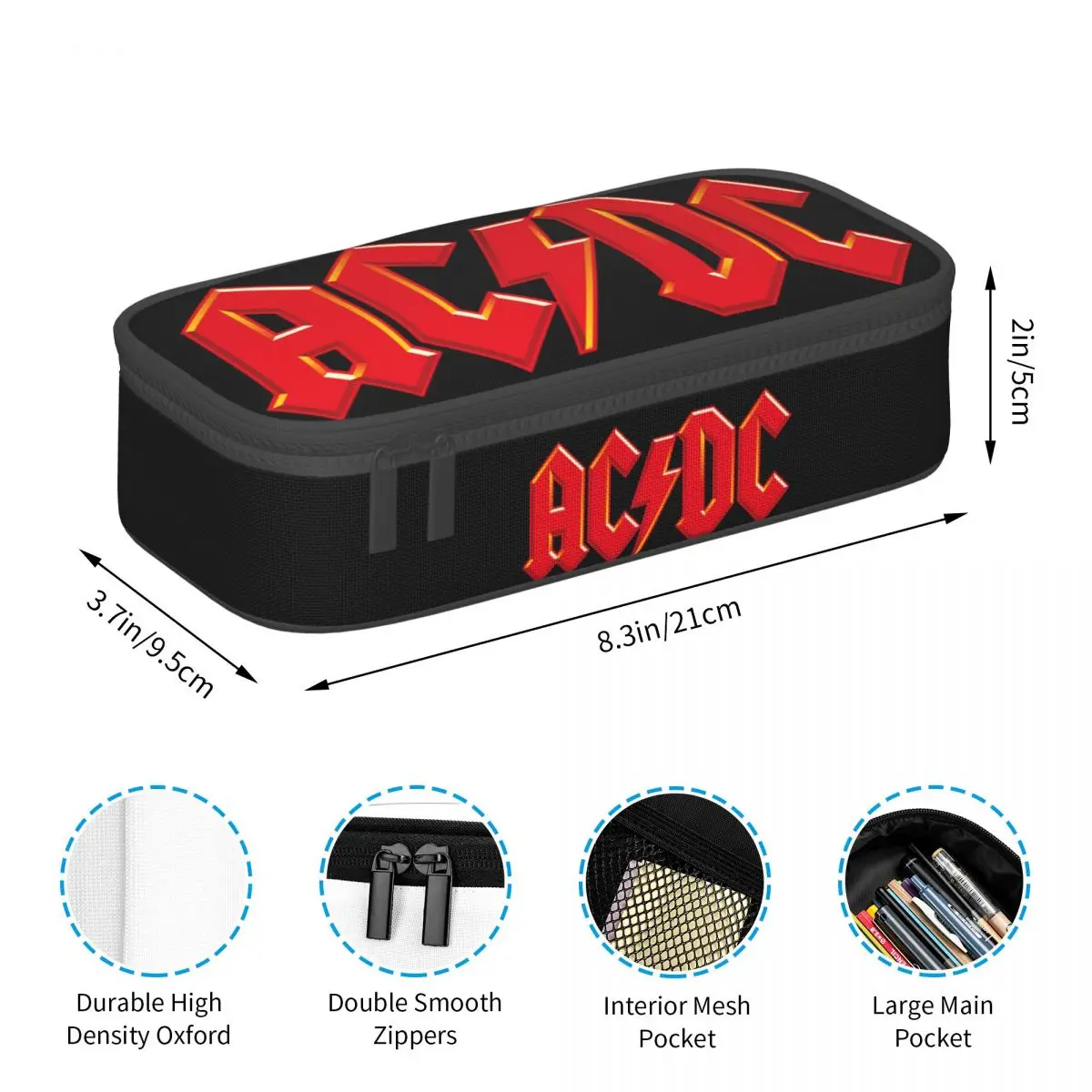 Rock Heavy Metal AC DC School Pencil Cases Girls Boys Big Capacity Pencil Box Students Stationery