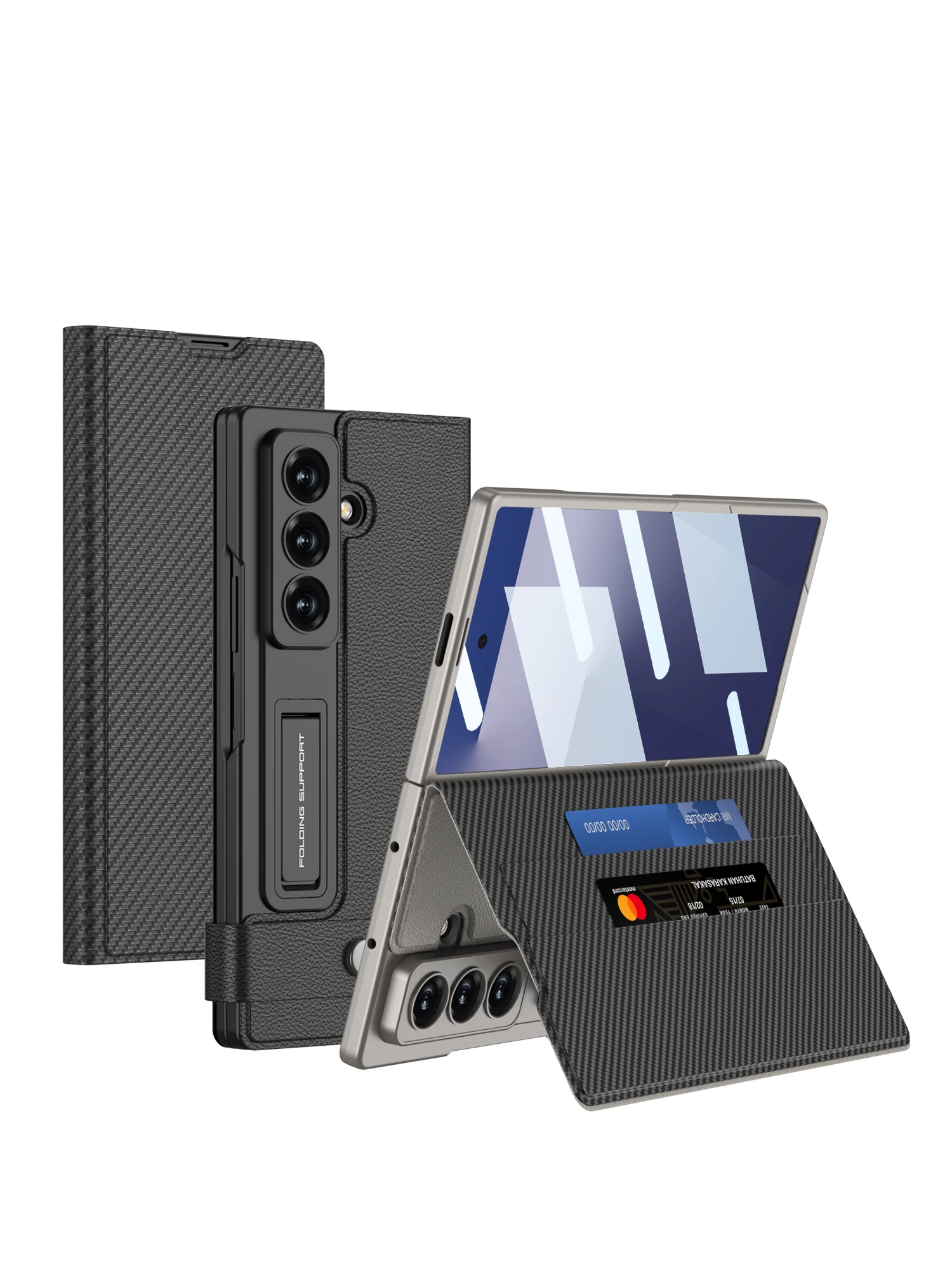 Luxury Leather Fold Stand Case For Samsung Galaxy Z Fold 7 Card Package Case Out