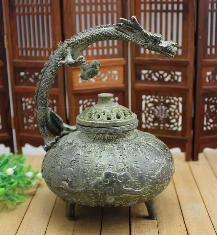 

Китайская Бронзовая Статуя Дракона ручной работы, курильница Xuande Mark