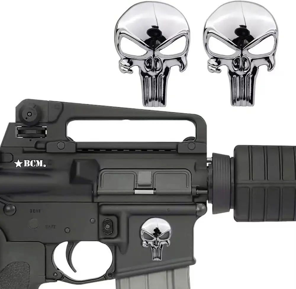 3D Solid Metal Sticker Tactical Skull Motorcycle Car Decoration Airsoft Gun AR15 M4 M16 1911 Glock G17 G19 G22 G43X tactical metal sticker