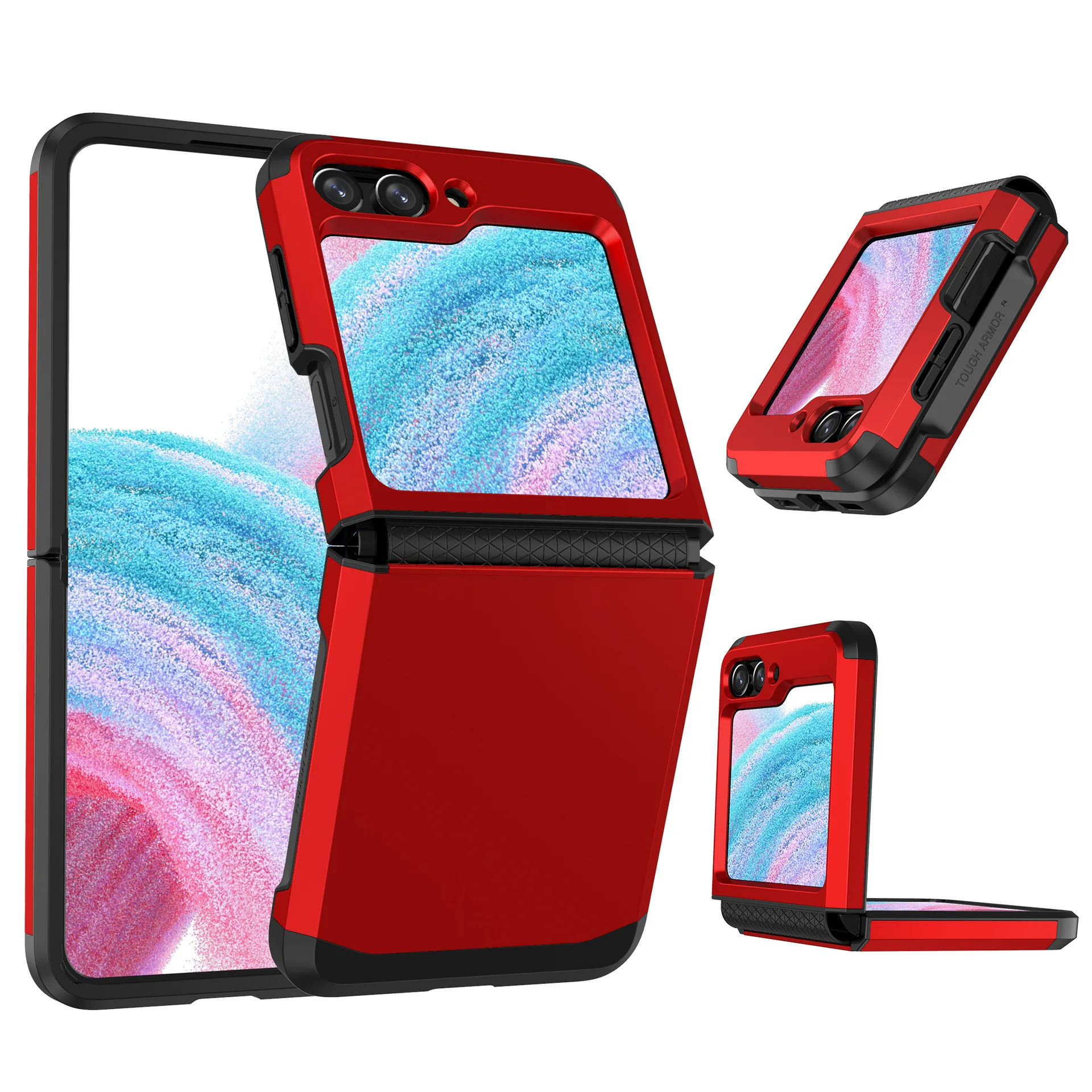 thumbnail image 1 of Electroplated Armor Hinge Integrated Phone Case for Samsung Galaxy Z Flip 5 4 3 Flip5 Flip4 Flip3 5G Hard Shell Protective Cover, 1 of 5
