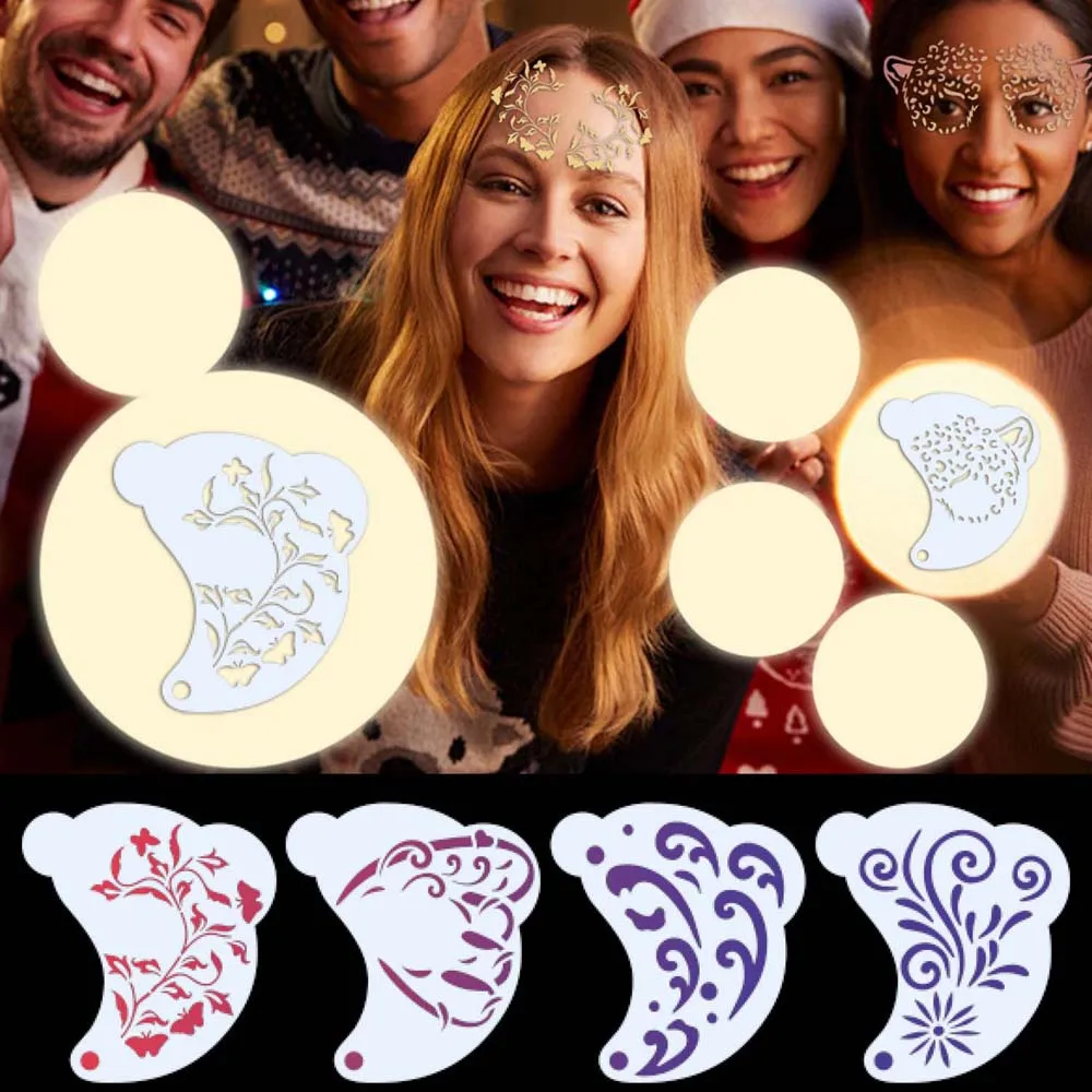 Makeup Tools Reusable Face Paint Templates Multiple Pattern Hand Painting Body Art Paint Stencils Flowers Leaves Decorative DIY Makeup Tools