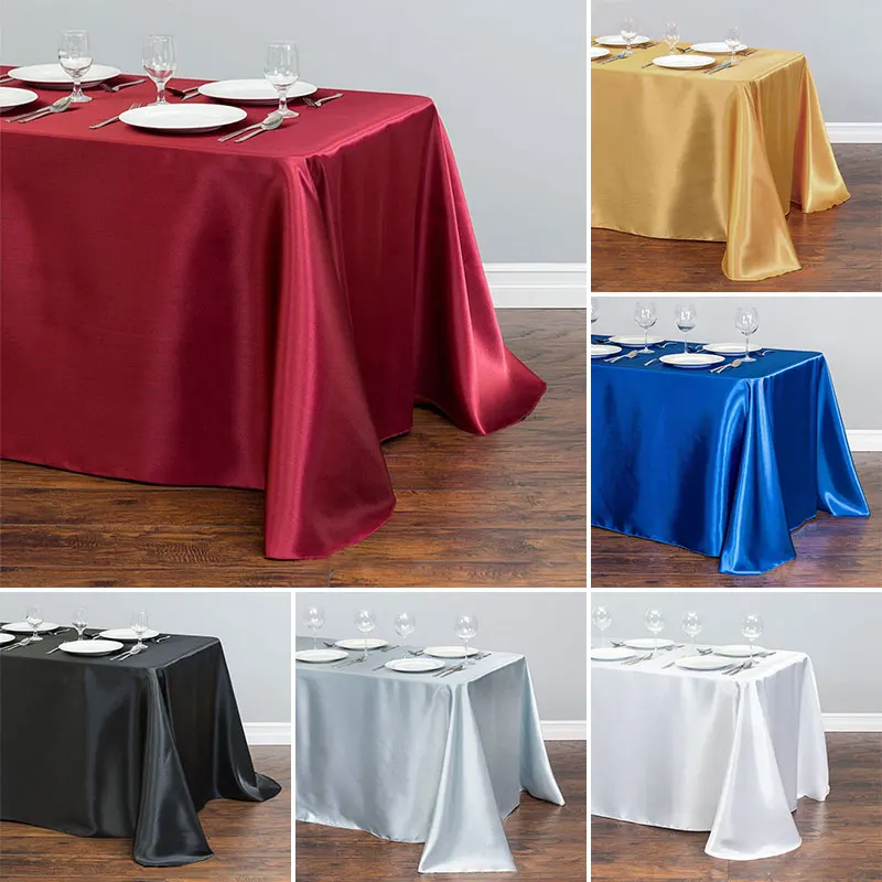 Rectangle Satin Table Cloth Wedding Christmas Baby Shower Birthday Banquet Decor Home Dining Table Cover