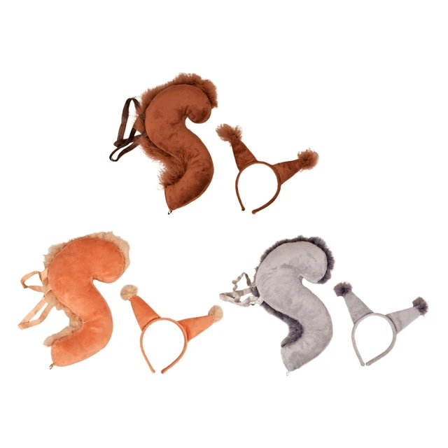 Upgrade your hair accessories collection with the 2pcs Cartoon Squirrel Ears Shape Hairband Color Cosplay Animals Tail Accessories for Boys Girls Kid Party Headband.