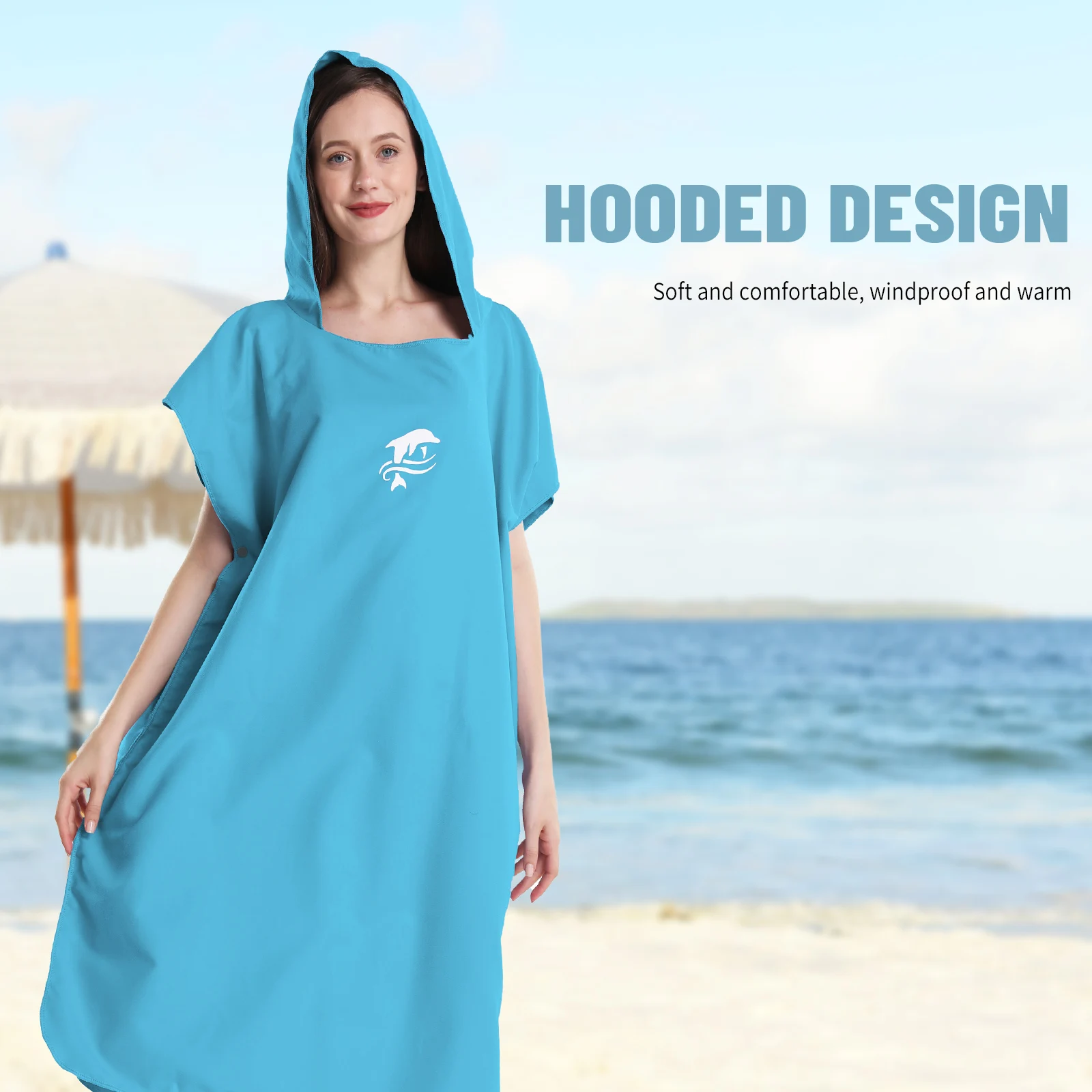 Poncho De Surf Microfibre – Cape De Plage Pour Se Changer (110x90cm, Uni)
