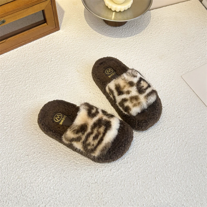 Cotton Winter Slippers for Kids Girls Soft Open Toe