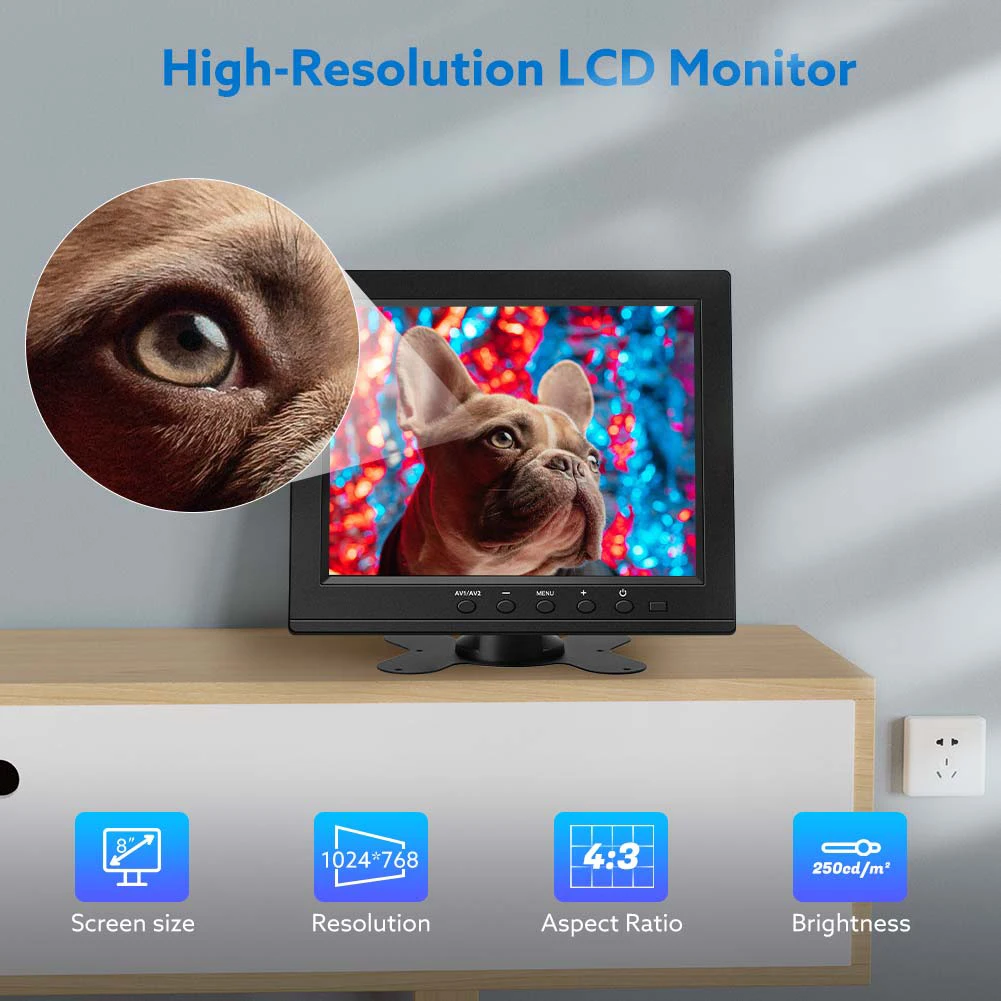 Miktver 8 ġ  ũž  1024x768 ػ LCD ÷ 4:3 HD ÷ TFT ȭ  HDMI VGA BNC AV Ypbpr Է