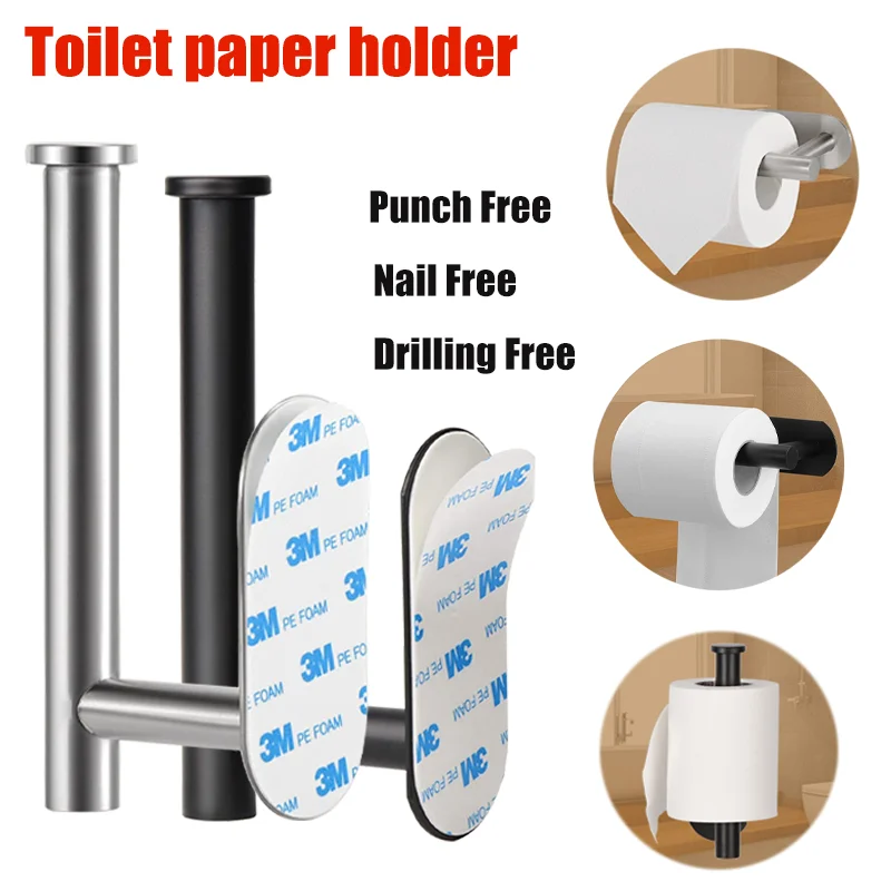 Selfadhesive Toilet Paper Holder Wall Mount Toilet Paper Dispenser Stainless Steel Tissue