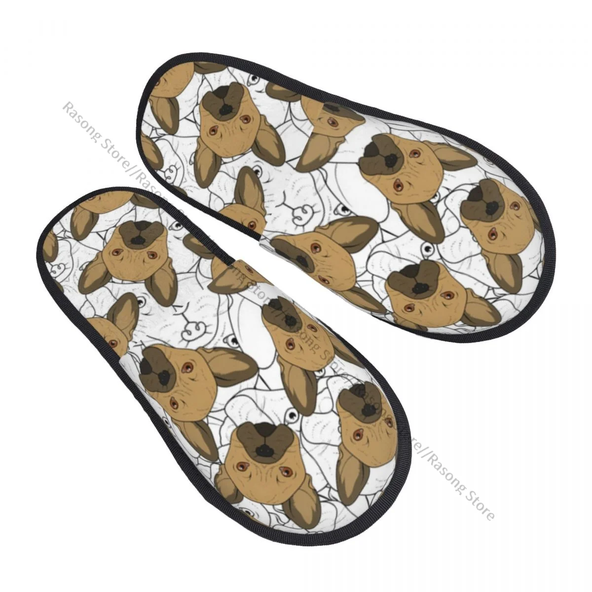 

Indoor Cute Brown Bulldog Warm Slippers Home Plush Slippers Home Soft Fluffy Slippers