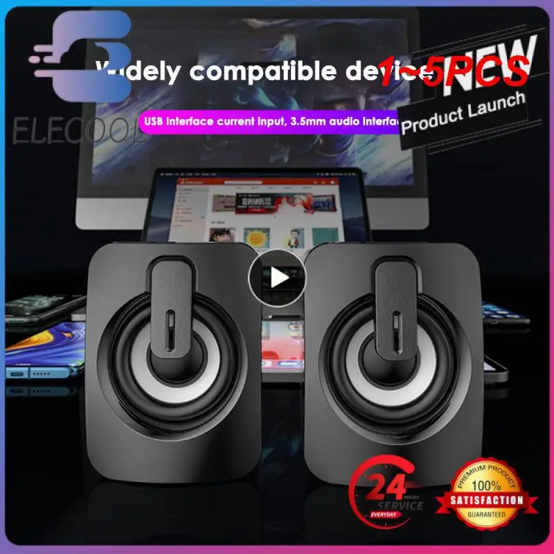 PC HIFI 스테레오 마이크 USB 유선 컴퓨터 스피커 사운드 박스, 데스크탑 컴퓨터용 LED 조명, 1  5 개 1 쌍