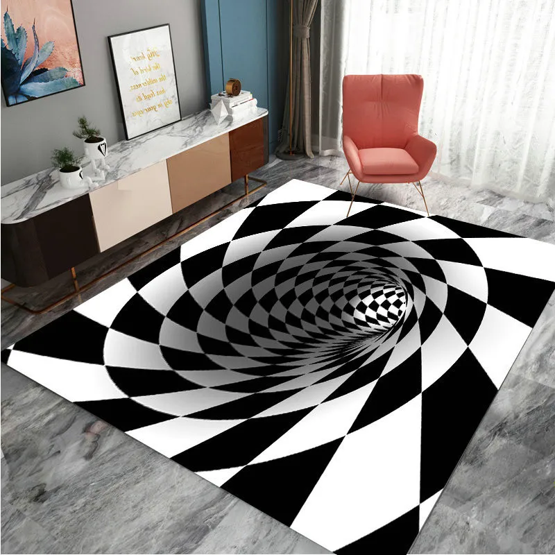 Vortex Illusion Print Kitchen Rug Outdoor Entrance Mat for Live