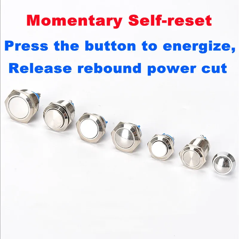 Metal Button Switch 16/19/22/25/30MM thread foot/welding foot/high head/flat head/Ball head 1NO reset doorbell start Button 1a