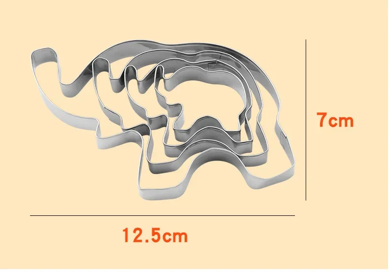 Animal Stainless Steel Cookie Cutters Elephant Shape Cake Fondant Biscuit Pastry Mould 4Pcs/set Baking Tool Kitchen Gadget