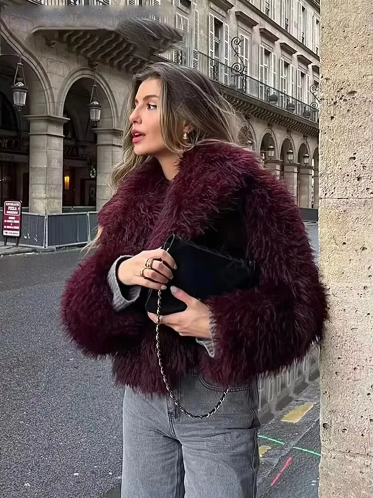 HH Women Casual Faux Fur Coat Elegant Solid Long Sleeve Jacket Autumn Winter Thick Warm Outerwear Fashion High Street Coats