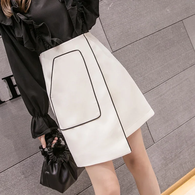 Falda corta de cintura alta con cremallera para mujer, minifalda de tubo de línea A de Color sólido, novedad de primavera, verano y otoño - Image 5