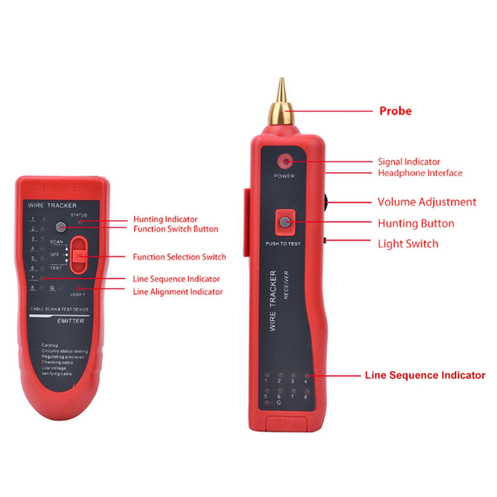 1~1000 meter multifunctional multi audio pulse cable tester telephone line network cable wire locator