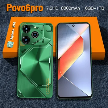 2025 Cellphones Pova 6 Pro Original 7.3HD 4G 5G Dual SIM Card Smart Mobile Phone 108MP Smartphone 8000mAh Android 14 Cell Phone