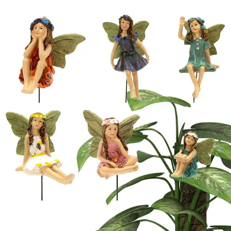 

6Pcs/set Miniature Garden Fairies Figurines Resin Mini Fairy Statue Figure Fairy Garden Ornaments Decorations Accessories