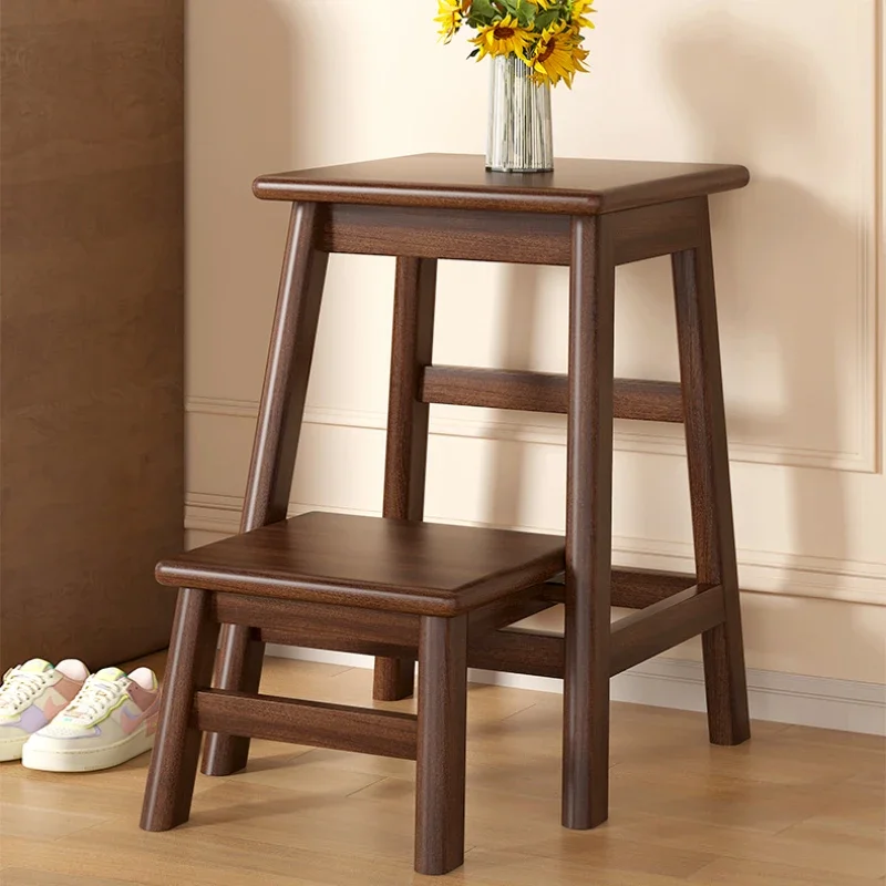 Solid Wood Folding Ladder Stool Household Dual-use Bar Stair Chair Multi-functional Indoor Flower Rack Step Stool Furniture folding ladder chair folding step stool