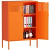 Orange 3 Tier Metal Storage Cabinet with Legs, 2 Door Metal Locker for Home, Office, Entryway and Hallway 1