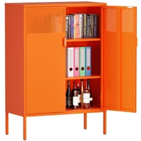 Orange 3 Tier Metal Storage Cabinet with Legs, 2 Door Metal Locker for Home, Office, Entryway and Hallway 1