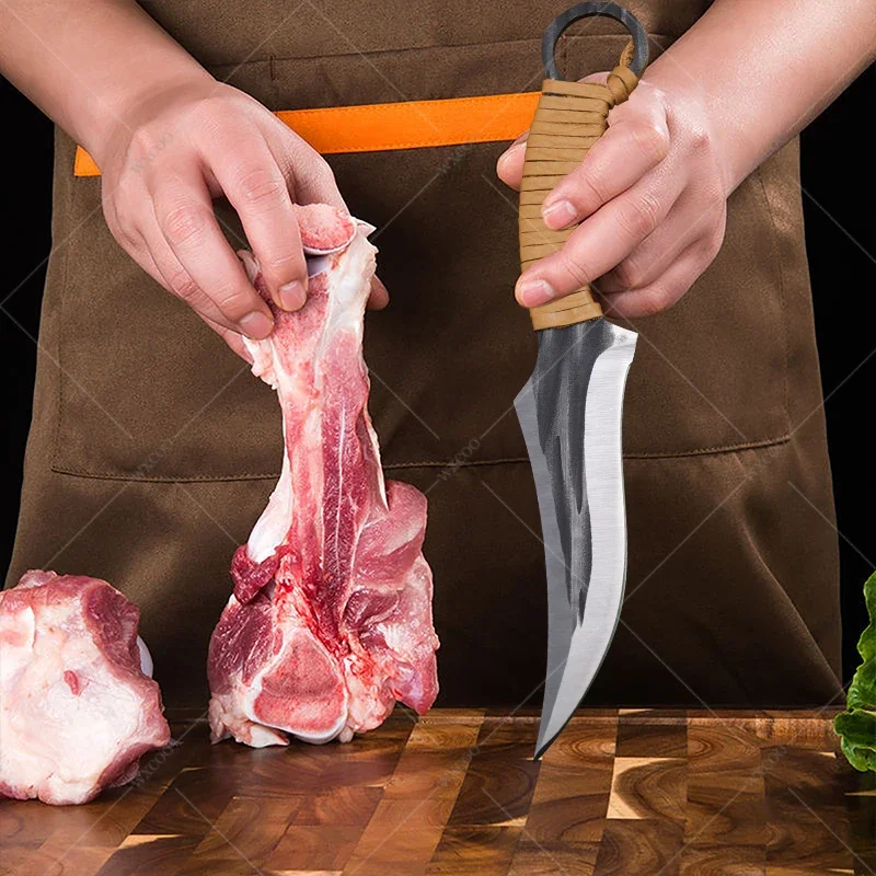 WXCOO Kitchen Scissors Boning Knife High Carbon Steel Chef Meat Fruit Knife Professional Butcher Cleaver Fish with Cover