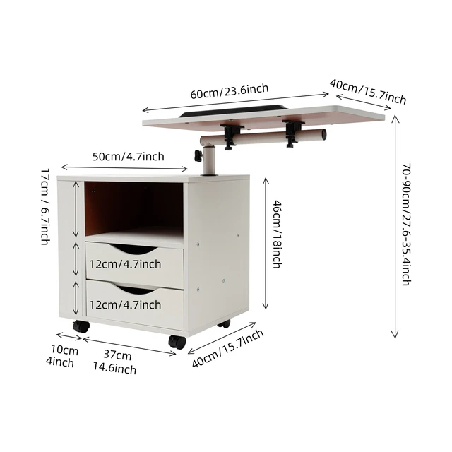 Comodino girevole multifunzionale Mensola da lettura ad altezza e angolo regolabili Robusta tavolino girevole per camera da letto 50 * 40 * 46 cm 2