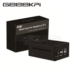 GeeekPi Raspberry Pi 5 Metal Case Compatible with PCle M.2 NVMe Shield Top X1001 with Fan Heatsinks for Raspberry Pi 5