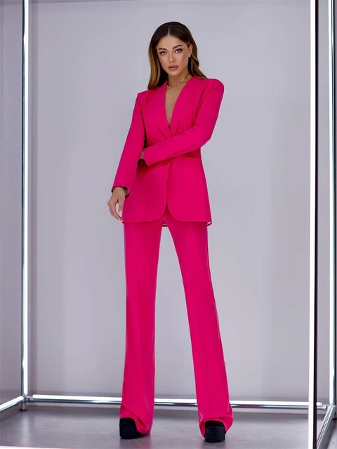 Hot Pink Women Suit, Three Piece Suit, Blazer Women, Wedding Guest