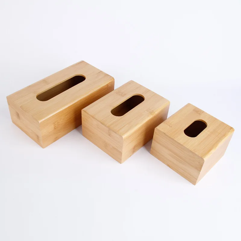 European-style Bamboo Tissue Box Square Rectangular Paper Box Restaurant Hotel Wooden Storage Box Living Room Decoration 2