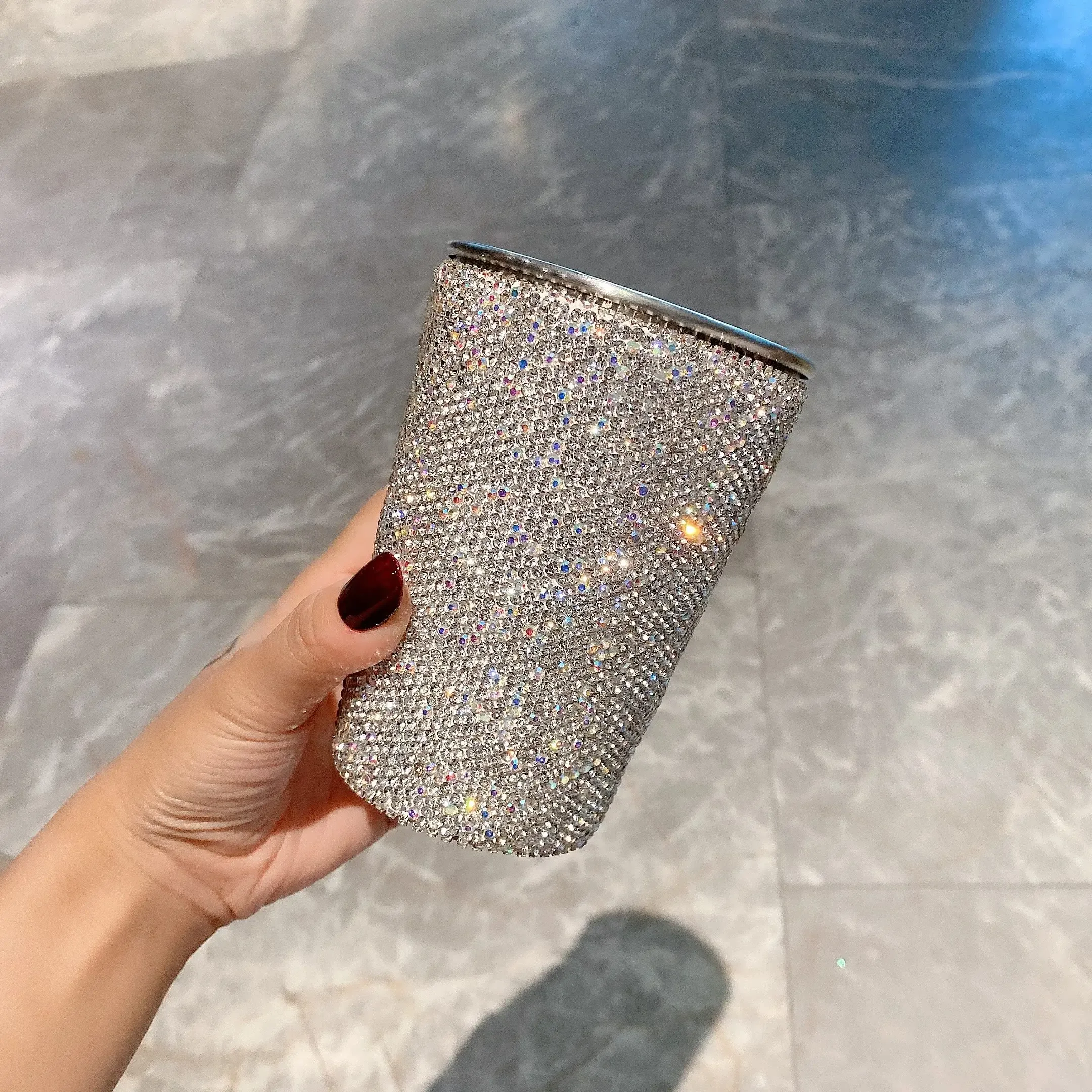 

Light Luxury Diamond Inlaid Stainless Steel Beer Cup Outdoor Portable Car Cup Multifunctional Cup Office Premium Gift Coffee Cup