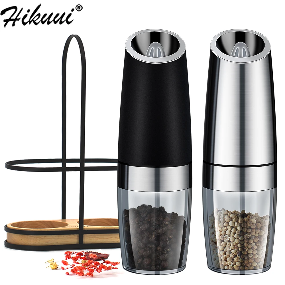 Automatic Salt Pepper Mill Grinder Electric Stainless Steel LED Light Gravity Operated Mills Kitchen Spice Tools Set for Cooking