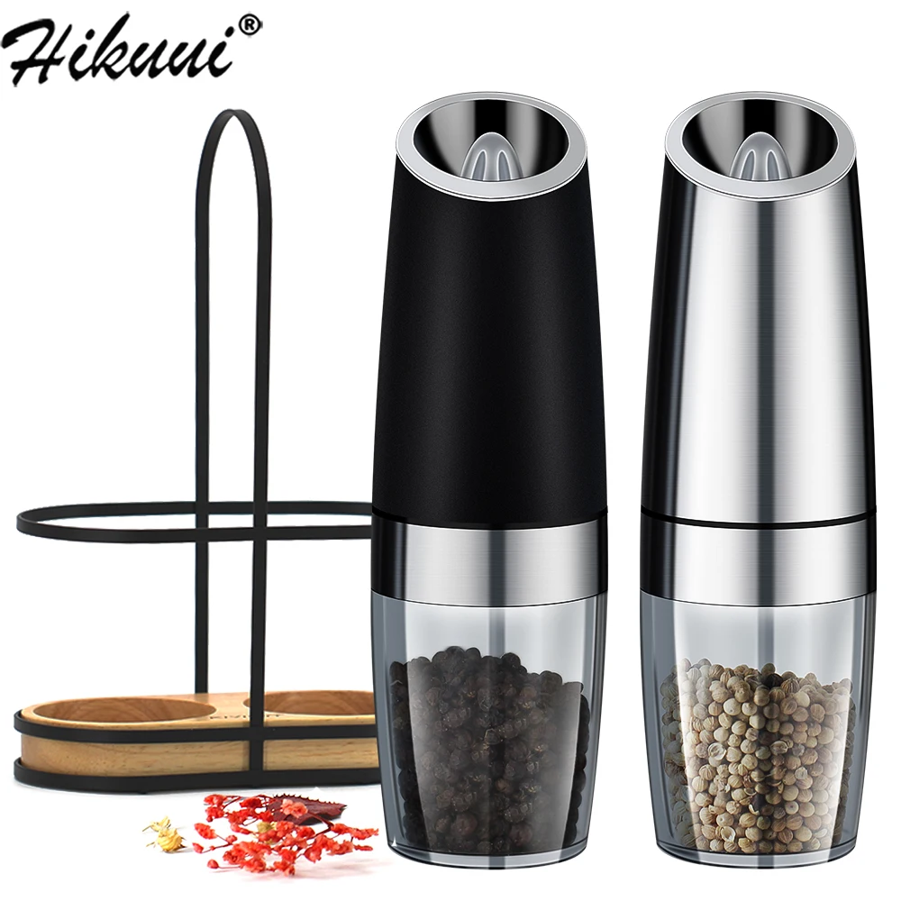 Automatic Salt Pepper Mill Grinder Electric Stainless Steel LED Light  Gravity Operated Mills Kitchen Spice Tools Set for Cooking