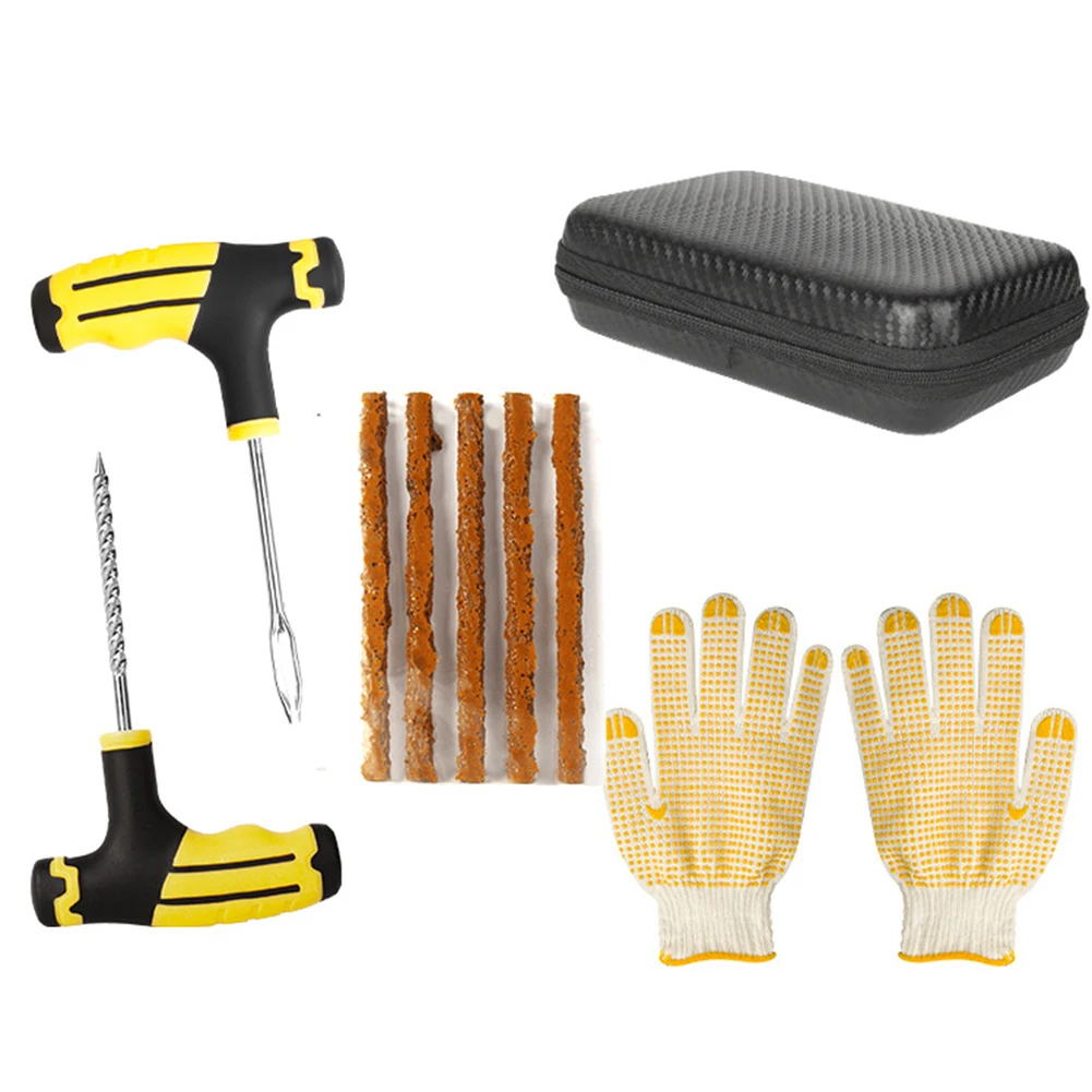 

Complete For Tire Puncture Repair Kit for Cars Motorcycles and Electric Vehicles Includes Gloves and Storage Box